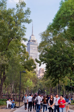 Mexico City, Mexico - December 11, 2016: View of Torre Latinoamericana ( Latin-American Tower) in Mexico City.のeditorial素材