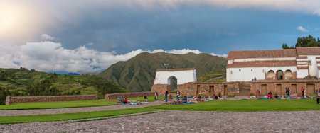 Chinchero, Peru - March 9, 2015: Local market in Chinchero , Peruのeditorial素材