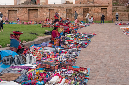 Chinchero, Peru - March 9, 2015: Local market in Chinchero , Peruのeditorial素材