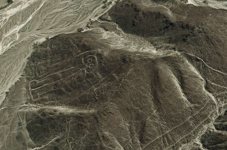 Astronaut Geoglyph in the Nazca desert. Peru, South Americaの写真素材