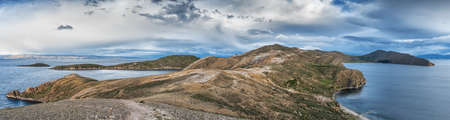 Panoramic view of Isla Del Sol. Island of the Sun at Titicaca lake . Bolivia.の写真素材