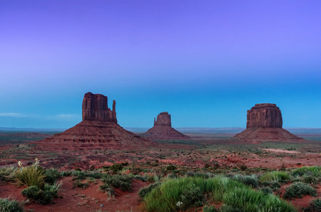 Night view in the Monument valley. Navajo tribal park, USA.
