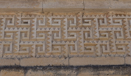 Detail of ruins in Mitla near Oaxaca city. The most important of the Zapotec culture centers in Mexicoの写真素材