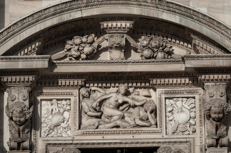 Milan, Italy - June 22, 2018: Outside decoration statues of Milan Cathedral (Duomo di Milano), Metropolitan Cathedral-Basilica of the Nativity of Saint Mary.のeditorial素材