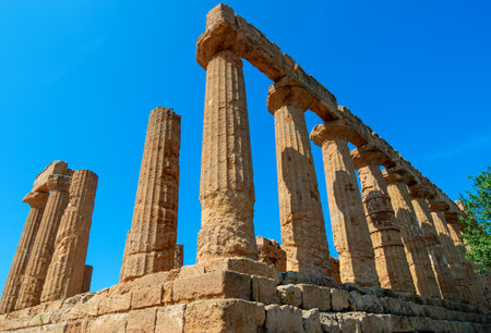 Ancient greek Temple of Juno in Agrigento, Sicily, Italyのeditorial素材