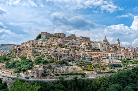 view of Ragusa Ibla medieval town in Sicily, Italyのeditorial素材