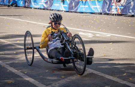 New York, USA - November 4, 2018: Wheelchair division participants during Annual New York City...