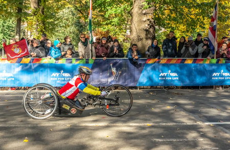 New York, USA - November 4, 2018: Wheelchair division participants during Annual New York City...