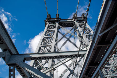 New York, USA, December 3, 2018: The Williamsburg Bridge is a suspension bridge across the East...