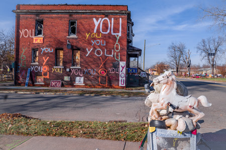 Detroit, Michigan, USA - November 23, 2018: The Heidelberg Project is an outdoor art environment in the heart of an urban area and a Detroit based community organization. It was created in 1986 by the artist Tyree Guytonのeditorial素材