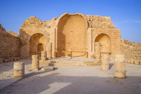 Church in Shivta - ancient city in the Negev Desert of Israel. Shivta was declared a UNESCO World...