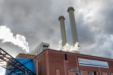 New York City, USA - October 13, 2018: The Brooklyn Navy Yard is a shipyard and industrial complex located in northwest Brooklyn in New York City,のeditorial素材