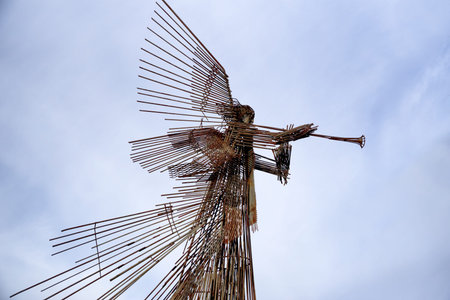 Sculpture Trumpeting Angel in Chornobyl exclusion zone.