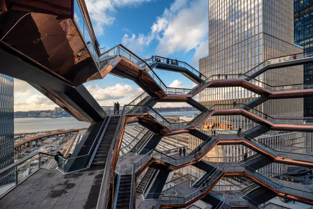 New York, USA - December 11, 2019: Vessel (TKA) is a structure and visitor attraction built as part...