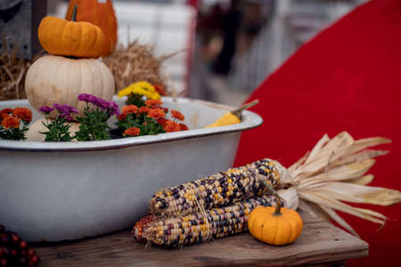 Fall Background at outdoor farmers market.の写真素材