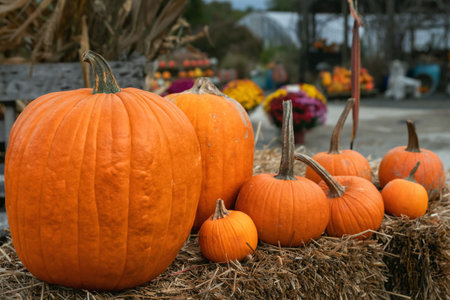 Different varieties of pumpkin at outdoor farmers market.