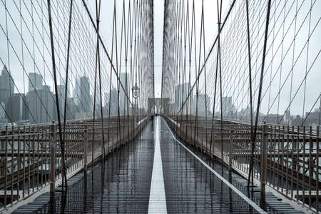 Brooklyn Bridge at rainy day in New York. USAの写真素材