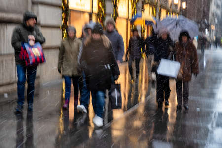 Rainy day in New York City, Soft focusの写真素材