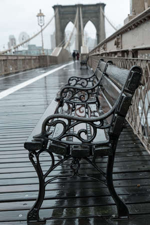 Brooklyn Bridge at rainy day in New York. USAの写真素材