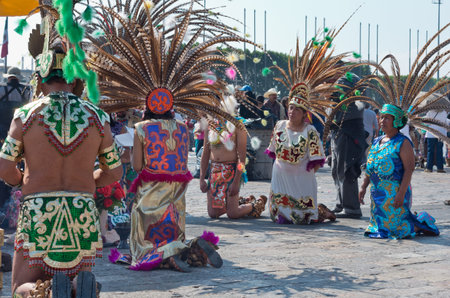 Mexico City, Mexico - December 12, 2016: Celebration of the Day of the Virgin of Guadalupe with a...