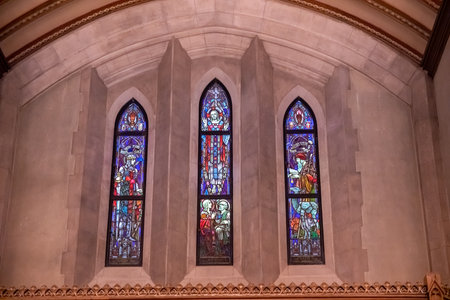 Detroit, Michigan, USA - November 23, 2018: Interior of Detroit Masonic Temple. The building contains a variety of public spaces including three theaters, three ballrooms and banquet hallsのeditorial素材