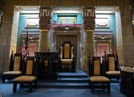 Philadelphia, Pennsylvania, USA - December 18, 2018: Interior of Philadelphia Masonic Temple.のeditorial素材