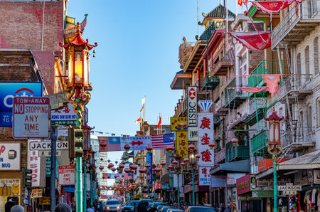 San Francisco, California, USA - October 7, 2018: View of Chinatown in San Francisco, USAのeditorial素材