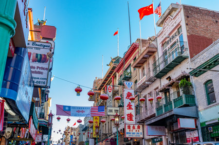 San Francisco, California, USA - October 7, 2018: View of Chinatown in San Francisco, USAのeditorial素材