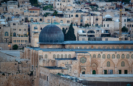 Jerusalem, Israel - May 3, 2019: View of the landmarks of Jerusalem Old City, Israel.