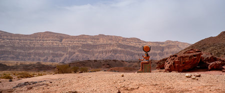 Timna Valley, Israel -April 30, 2019: Figure of ancient Egyptian God in Timna Valley, Southern Israelのeditorial素材