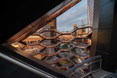 New York, USA - October 10, 2019: Vessel (TKA) is a structure and visitor attraction built as part...