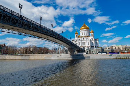 Moscow, Russia - April 20, 2018: View of Cathedral of Christ the Savior in Moscow, Russia.のeditorial素材