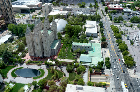 Salt Lake City, USA - May 19, 2017: Salt Lake Temple is a temple of The Church of Jesus Christ of Latter-day Saints (LDS Church) in Salt Lake City, Utah, USAのeditorial素材