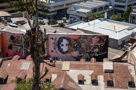 Valparaiso, Chile - January 26, 2020: Colorful buildings of the UNESCO World Heritage city of...