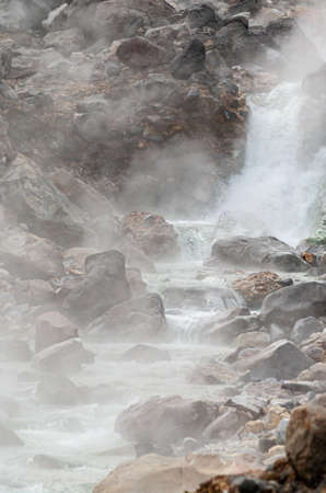 Mountain landscape at Paramushir Island, Kuril Islands, Russia. The Yurievskie hot springs.の写真素材