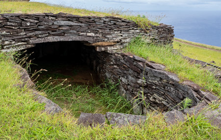 Ruins of Orongo village on Rapa Nui, Easter Island, Chile.のeditorial素材