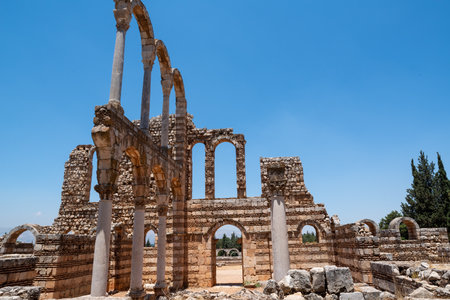 Ancient ruins in the city of Anjar, Lebanon.のeditorial素材