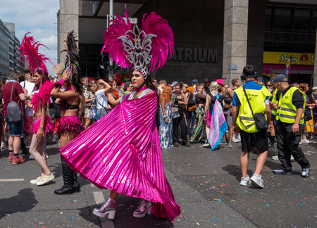 Berlin, Germany - July 23, 2022 - Christopher Street Day (CSD) in Berlin. Antiwar protest against Russian invasion of Ukraine.のeditorial素材