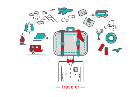 Traveler icons illustration のイラスト素材