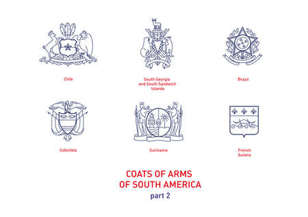 Development of linear images of coats of arms of South Americaのイラスト素材