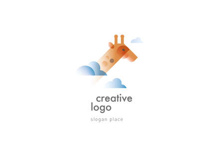 Creative development of the logo in the clouds giraffeのイラスト素材