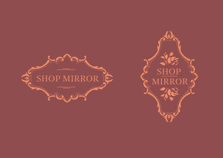 Creative logo for the shop mirrors, floral frameのイラスト素材