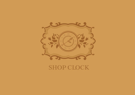 Creative logo for store hours, floral frameのイラスト素材