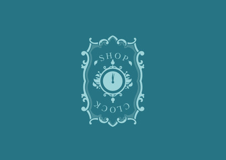 Creative logo for store hours, floral frameのイラスト素材