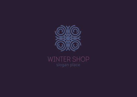 Creative logo, abstract geometric lines with rounded, winter snowflakeのイラスト素材