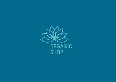 Development of linear logo pattern in the form of a flower shop for organicsのイラスト素材