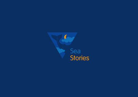 Creative logo, sea stories, the whale in the cloudsのイラスト素材
