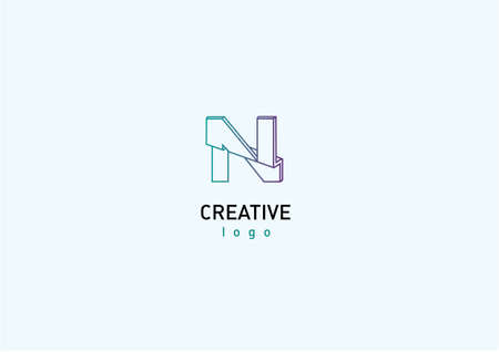 Geometric 3d logotype with a break, in a gradient styleの写真素材