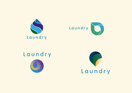 Set of bright illustrations for laundry or dry cleaning in a gradient style.のイラスト素材