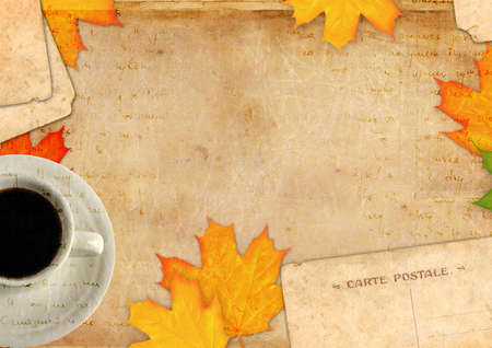 Grunge abstract background with autumn leafの写真素材